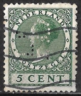 Perfin HP (H.Pander & Zonen Te 's-Gravenhage) In 1924-1926 Koningin Wilhelmina Veth 5 Cent Groen Zonder WM NVPH 149 - Gezähnt (perforiert)