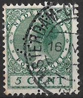 Perfin KNEGT ? (J.C.J. Knegt En Zonen Te Amsterdam) In 1938 Wilhelmina Type Veth 5 Ct Groen NVPH 177 - Gezähnt (perforiert)