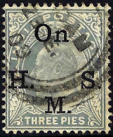 INDIA 1905 KEDVII 3p Slate-Grey OHSM SGO55 Used - 1902-11 Roi Edouard VII