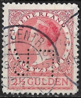 Kopstaande Perfin L.R. (Lippmann Rosenthal Te Amsterdam) In 1926-1927 Koningin Wilhelmina Veth 2½ Gulden Rood NVPH 164 A - Gezähnt (perforiert)
