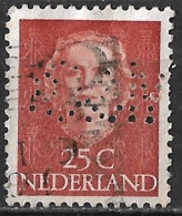 Perfin M & Co (Wm. H. Muller En Co NV Te Rotterdam) In 1953 25 Ct Bruinrood Kon. Juliana NVPH 525 - Gezähnt (perforiert)