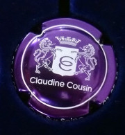 PLAQUE DE MUSELET DE CHAMPAGNE " CLAUDINE COUSIN N° 7 VIOLET ET BLANC " - Germain