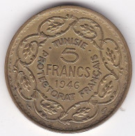 Protectorat Français. 5 Francs 1946 - AH 1365 . En Bronze -Aluminium, Lec# 312 - Tunisie