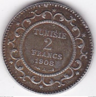 Protectorat Français 2 Francs 1908 A – AH 1326 , En Argent, Lec# 264 - Tunesië