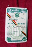 Carte De Membre - Fédération Nationale Des Militaires Mutilés Et Invalides De La Guerre - N° 23480 - Lidmaatschapskaarten