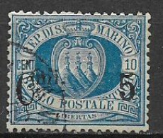 REPUBBLICA DI SAN MARINO 1892 FRANCOBOLLI SOPRASTAMPATI SASS. 8 USATO VF - Unused Stamps