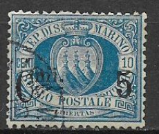 REPUBBLICA DI SAN MARINO 1892 FRANCOBOLLI SOPRASTAMPATI SASS. 8 USATO VF - Ungebraucht