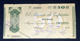 ESPAÑA 50 PESETAS 1936 / II REPUBLICA  BILBAO / Caja Ahorros Y Monte Piedad Bilbao / Excelente - 50 Peseten