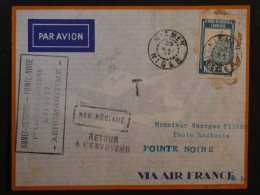 BQ4 NIGER  BELLE  LETTRE RR +++  1937 1ER VOL SABENA+ NIAMEY POINTE NOIRE MOYEN CONGO+AIR FRANCE+ AFFR. INTERESSANT+++ + - Briefe U. Dokumente