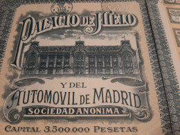 Palacio De Hielo Y Del Automovil De Madrid - Accion De Dividendo - Madrid 1 De Marzo De 1921. - Automobilismo