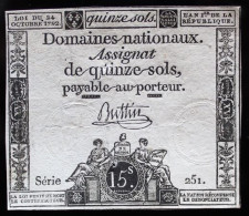 Francs - 15 Sols - 1792 - Série 251 - TTB+ - Assignate