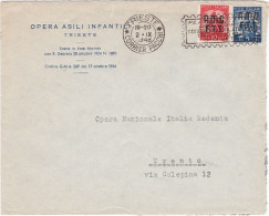 ITALIA - TRIESTE ZONA  A (AMG FTT) BUSTA - OPERA ASILI INFANTILI - VIAGGIATA PER TRENTO 1948 - Poststempel