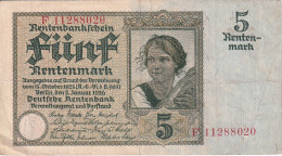 BILLETE DE ALEMANIA DE 5 RENTENMARK DEL AÑO 1926 (BANKNOTE) - 5 Rentenmark