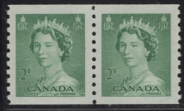 Canada 1953 MNH Sc 331 2c QEII Karsh Portrait Coil Pair - Unused Stamps