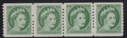 Canada 1954 MH Sc 345iii 2c QEII Wilding Portrait Jump Strip Damaged E On 3rd - Unused Stamps