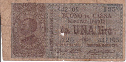 BILLETE DE ITALIA DE 1 LIRA  BUONO DI CASSA DEL AÑO 1914  (BANKNOTE) - Italia – 1 Lira