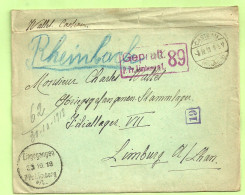 Brief (met Inhoud) CASTEAU 3/10/18 Naar "Kriegsgefangenen LIMBURG S/Lhan -Rheinbach , Stempel GEPRUFT  (B2764) - Prisoners