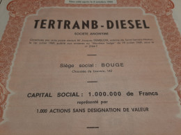 Tertranb - Diesel S.A. - Action Sans Désignation De Valeur Au Porteur - Bouge (Namur) Juillet 1969. - Automobilismo