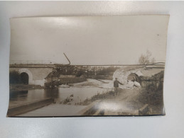 CARTE PHOTO 80 AMIENS ? LONGUEAU ? PONT SNCF SUR L'AVRE DETRUIT GUERRE 14-18 PHOTO HACQART - Longueau