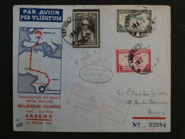 BQ 5 CONGO BELGE    BELLE  LETTRE  RR 1935 1ER VOL AVION SABENA   A ANVERS BELGIQUE  +PAR AVION BRAZZA E VILLE ++ - Briefe U. Dokumente