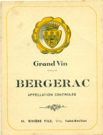 (M4) Etiquette - Etiket Bergerac H. Rivière Fils Saint-Emilion - Bergerac