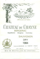 (M4) Etiquette - Etiket Château Du Chayne Bergerac  - Sauvignon Dry 1984 - Bergerac