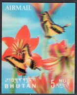 BHUTAN 1968 Butterflies Plastic - 3d  Odd / Unique Stamp Imperf MNH, As Per Scan - Fouten Op Zegels