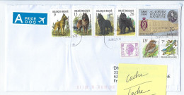 Lettre Prioritaire Avion De Belgique Pour La France Avec Timbres Chiens  Et Oiseaux + Vignettes ANTVERPIA (2023) - Covers & Documents