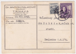 1942 Slovakia Stationery, Card, Cover, Letter, Trnava, Smolenice.  (C03202) - Cartas & Documentos