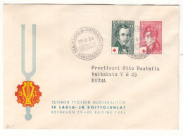 Croix Rouge - Finlande - Lettre De 1954 - Oblit STM Laulu Ja Soittojuhlat - Pacius - Topelius - Poëte - Compositeur - - Covers & Documents