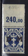 Danzig 1922 Dienstmarken Mi 29 ** (Randstück *) [010423XXXI] - Dienstmarken