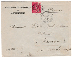 Enveloppe Des Messageries Fluviales De Cochinchine, De Chaudoc Du 02 Mars 1909 Pour Cavaco ( Corse) - Covers & Documents