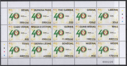 ULTRA RARE Feuille 15 Pays 15 Countries Sheet 15 Länder 2015 Emission Commune Joint Issue CEDEAO ECOWAS 40 Ans 40 Years - Guinée-Bissau