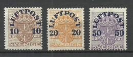 SCHWEDEN Sweden 1920 Air Mail Michel 138 - 140 * Luftpost - Nuovi