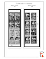 US 2006-2010 PLATE BLOCKS STAMP ALBUM PAGES (51 B&w Illustrated Pages) - Inglese