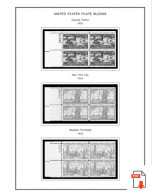 US 1950-1959 PLATE BLOCKS STAMP ALBUM PAGES (50 B&w Illustrated Pages) - Anglais