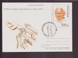 Pologne, Carte Avec Cachet " Visite Du Pape Jean-Paul II " Du 1 Juin 1991 à Koszalin - Frankeermachines (EMA)