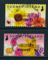 Finland 2021 - Congratulations With Flowers, Used Set Of Two Stamps. - Gebruikt