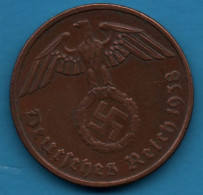 DEUTSCHES REICH 2 REICHSPFENNIG 1938 G KM# 90 Svastika - 2 Reichspfennig