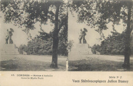 Stereographic View Stereo Postcard Julien Damoy LONDON Achiles Statue Hyde Park - Hyde Park
