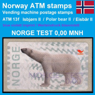 Norge Norwegen Norway ATM 13 F Polar Bear II Blue-violet Imprint / NORGE TEST 0,00 MNH / Frama Automatenmarken - Timbres De Distributeurs [ATM]