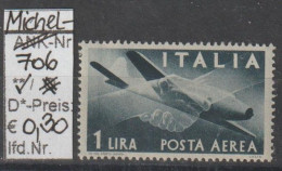 1945 - ITALIEN - SM (Flugpost) "Flugzeug Caproni.." 1 L Blaugrau - ** Postfrisch - S.Scan (it 706A) - Airmail