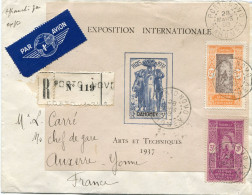 DAHOMEY LETTRE RECOMMANDEE PAR AVION DEPART PORTO NOVO 28 MARS 38 DAHOMEY POUR LA FRANCE - Lettres & Documents