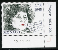 MONACO (2023) 150 Anniversaire Naissance Colette (1873-1954), Romancière, Actrice, Journaliste - Mint / Neuf - Coin Daté - Unused Stamps