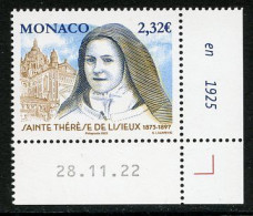 MONACO (2023) Sainte Thérèse De Lisieux - Sainte Thèrese De L'Enfant-Jésus 1873-1897 - Mint / Neuf / Nuevo Coin Daté - Unused Stamps