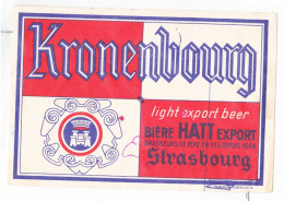 Buvard Kronenbourg Light Export Beer Bière Hatt Export Brasseurs De Père En Fils Depuis 1664 - Liqueur & Bière