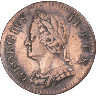 Monnaie, Grande-Bretagne, George II, Farthing, 1754, TTB, Cuivre, KM:581.2 - B. 1 Farthing