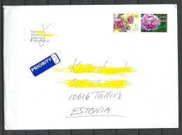 FINNLAND Finland 2023 Air Mail Cover To Estonia Flowers Blumen - Storia Postale