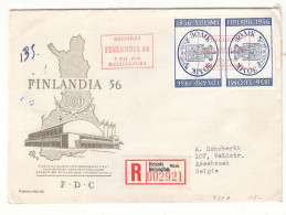 Finlande - Lettre Recom De 1956 - Oblit Helsinki - Timbres Tête Bêche - Avec Vignette Finlandia 56 - Valeur 12 Euros - Covers & Documents