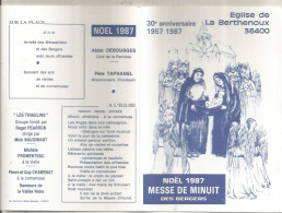 Programme 4 Pages, Noël1987, Messe De Minuit Des Bergers, église De LA BERTHENOUX, 36, Abbé R. Debourges, Frais Fr 1.65e - Programme